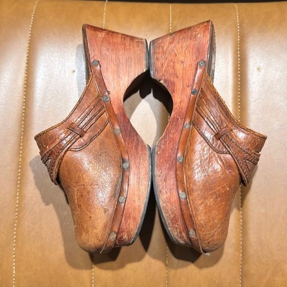 Women’s vintage brown Wooden leather clogs The shop for Pappagallo 6B - Picture 3 of 8